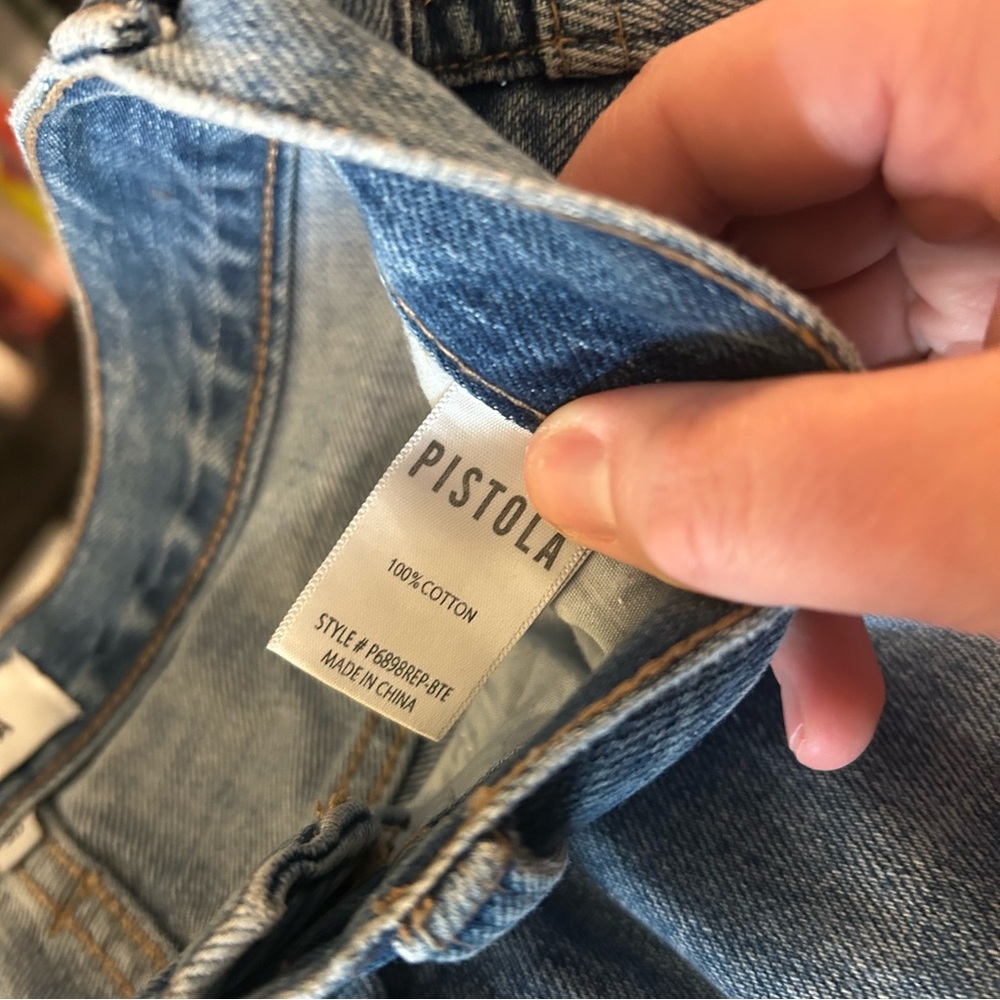 Pistola Eden High Rise Distressed Mom Medium Wash Blue Jeans Size 30 - Picture 7 of 15
